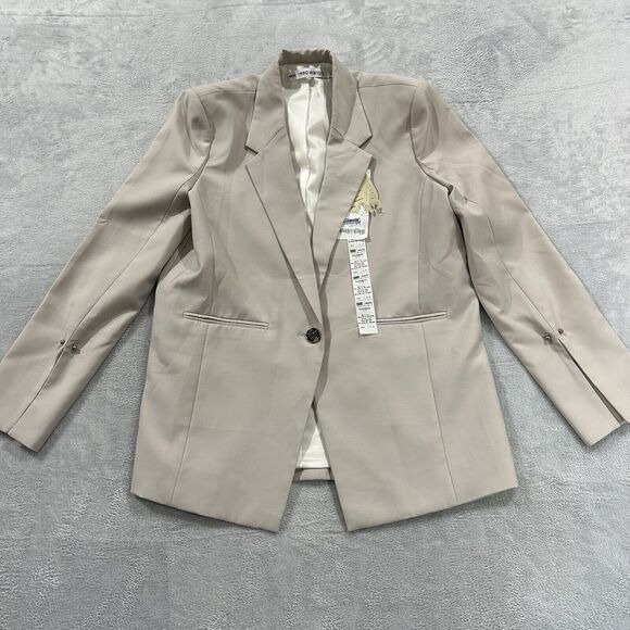 MM 1980 wang. t Blazer Jacket Men 40 Beige 1 Button Modern Streetwear Cashback - Picture 2 of 9